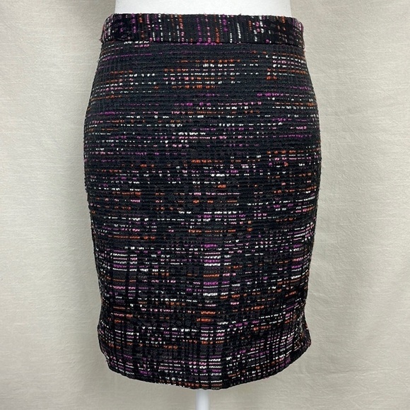 Loft Multicolor Neon Tweed Pencil Mini Skirt Old Money Career Womens Size 0P - Picture 1 of 8